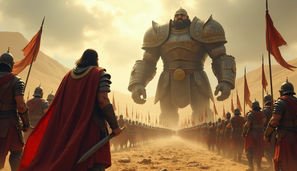 biblical history: King David's soldiers against 4 meter Philistine giants.