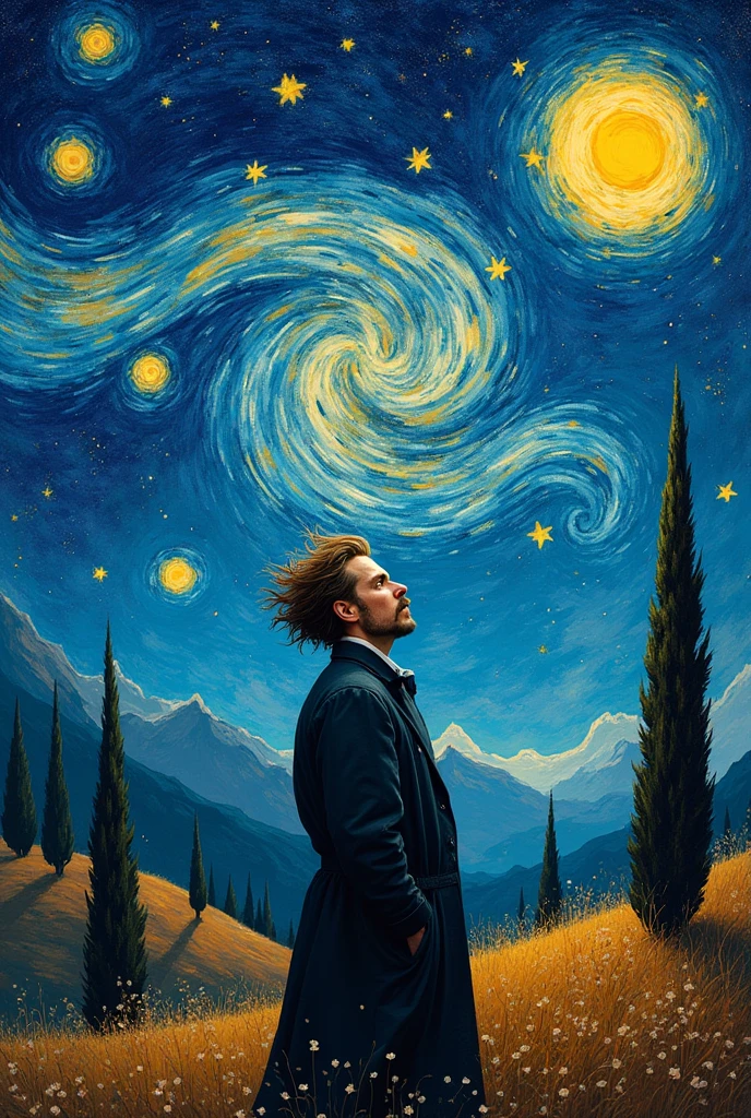 Make a good quality version of Nietzsche, Van Gogh&#39;s Starry Night style