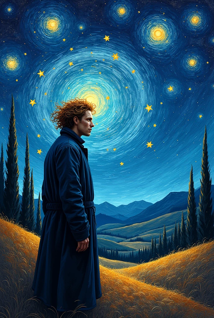 Make a good quality version of Nietzsche, Van Gogh&#39;s Starry Night style