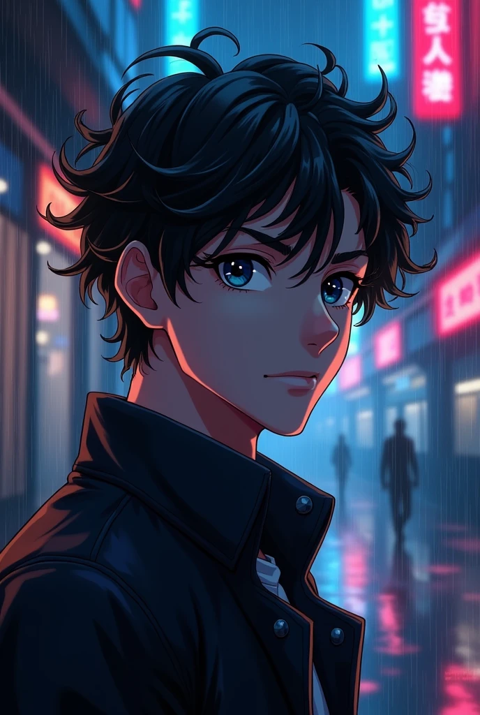 Anime Style　Handsome　male　Shady　Curly hair　