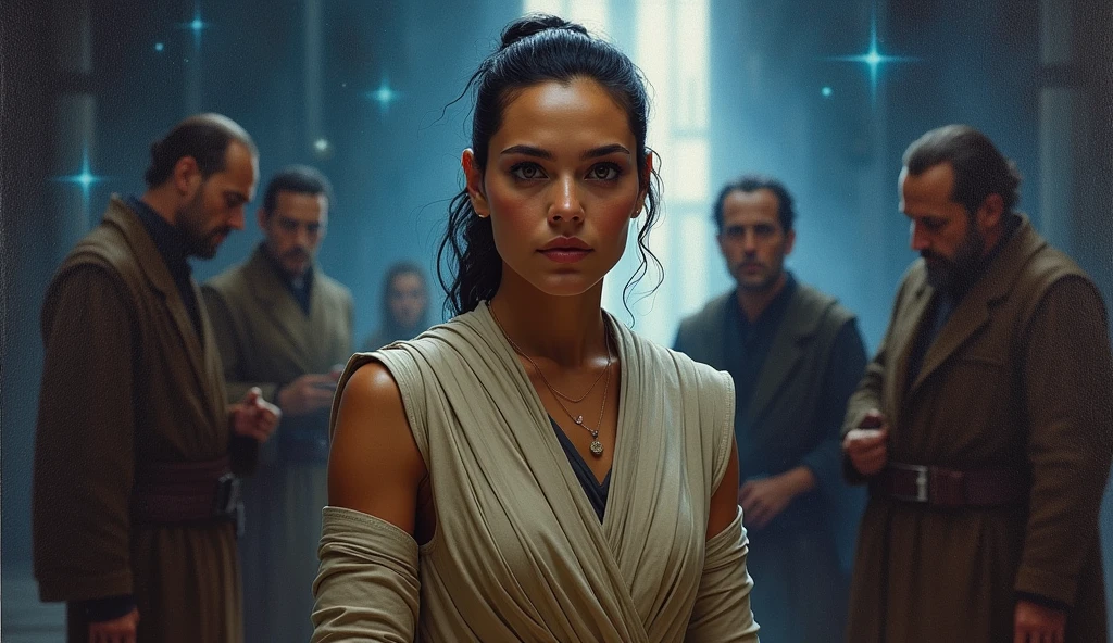 oil painting, rey, advisors behind the scenes, Whole body