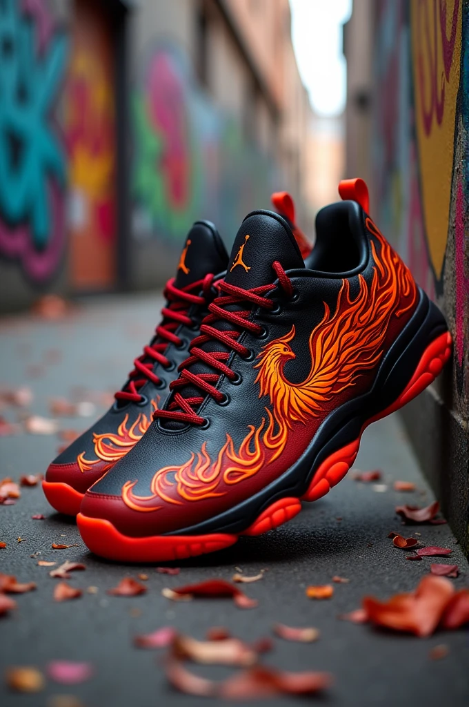 Sneakers with the phoenix-style logo