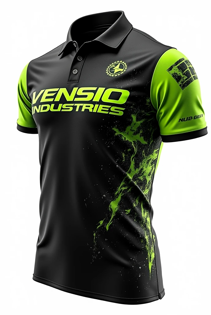 create Motocross crue polo shirt with beautiful design with VENSIO INDUSTRIES logo letters on it without wearing