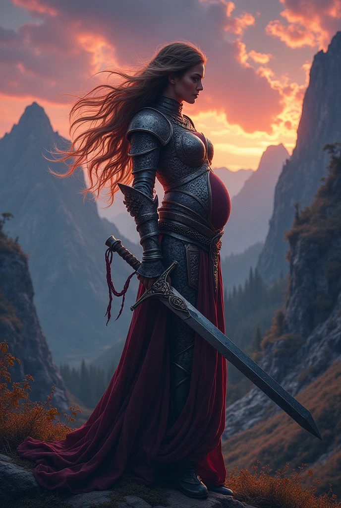 pregnant woman chain mail barbarian advanture