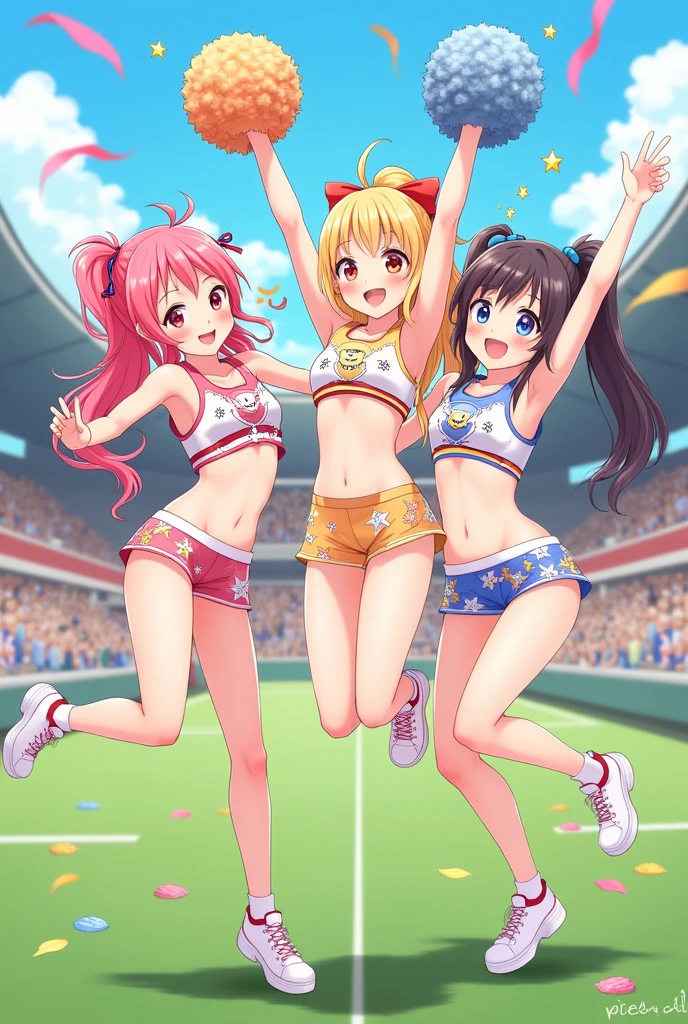 extremely detailed picture of cute cheerleader girls in their underwear 