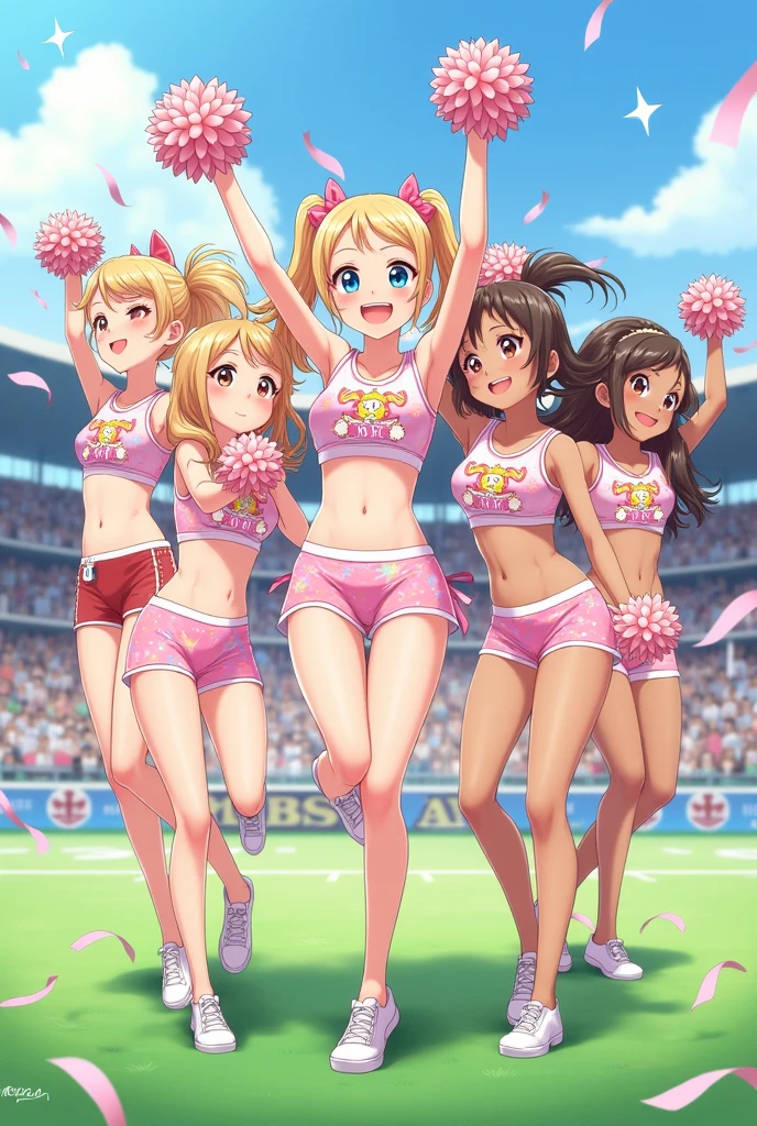 extremely detailed picture of cute cheerleader girls in their underwear