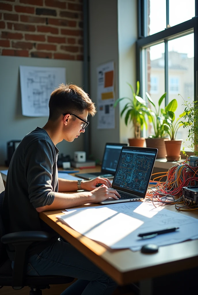 Electrical engineer picture on office table with wire & cable