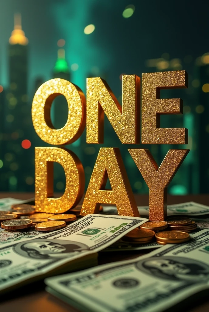Image with money in the background and the words One Day in front