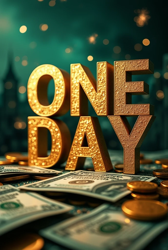 Image with money in the background and the words One Day in front