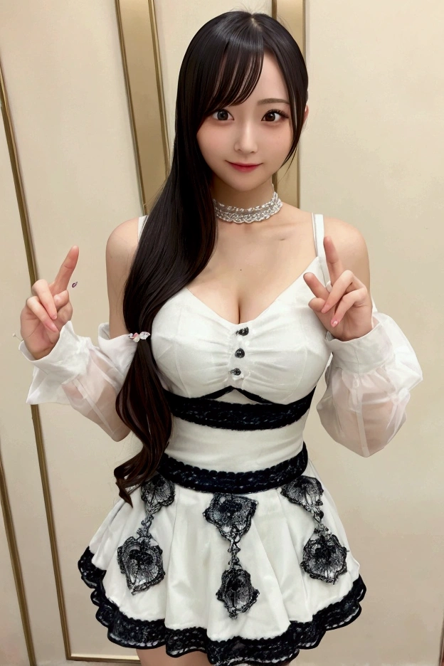 Gravure idol pose　Hotel　high resolution　Not too small bust　Skirts should be shortened　Beautiful legs　Beautiful Hair　Height: 158cm
