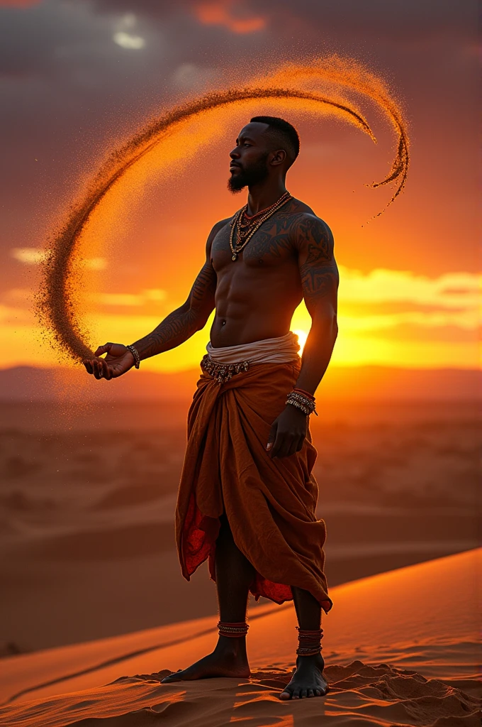 African male with sand manipulation.