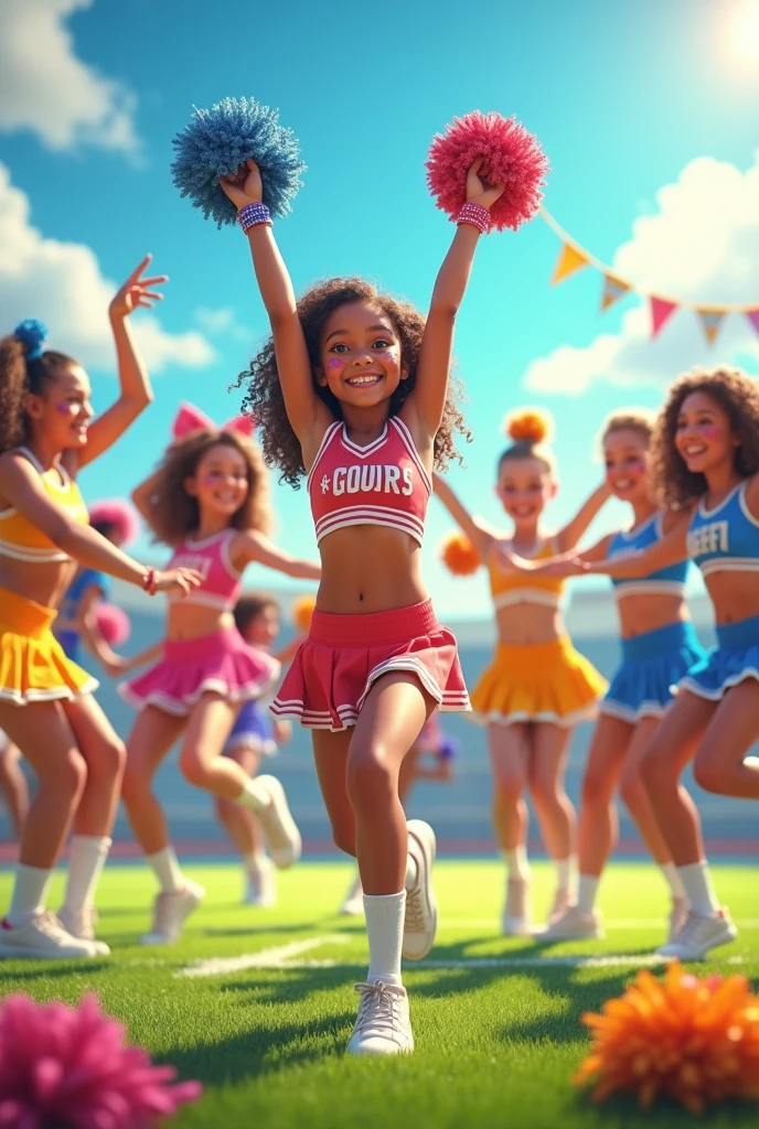 extremely detailed picture of cute cheerleader girls in their underwear