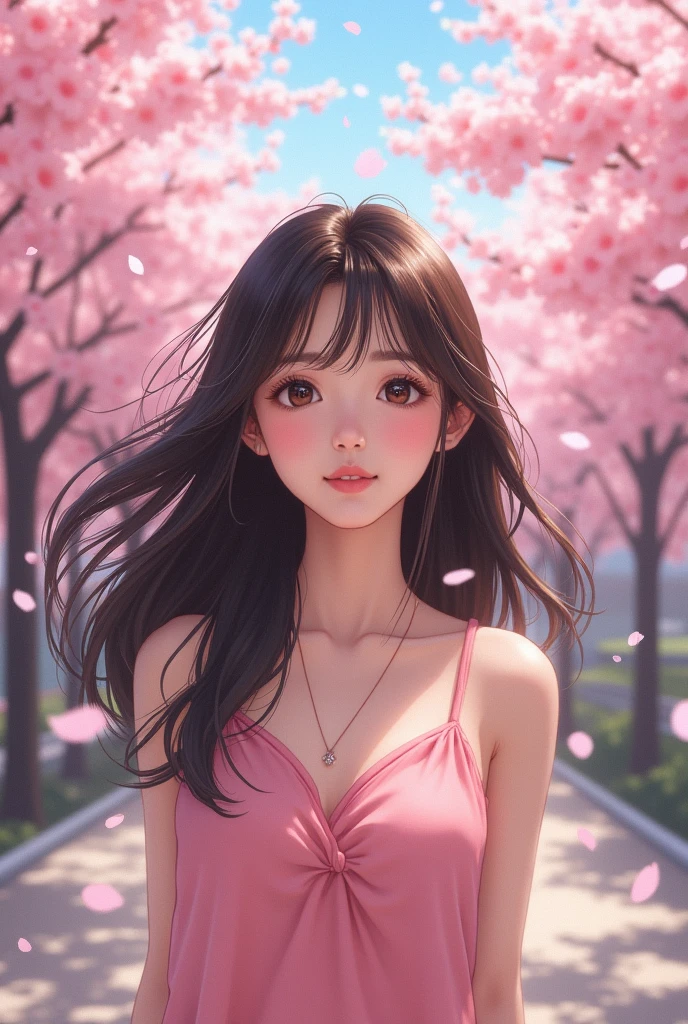 A Korean woman with bangs and long hair who looks like Yeojin who looks real and is cute