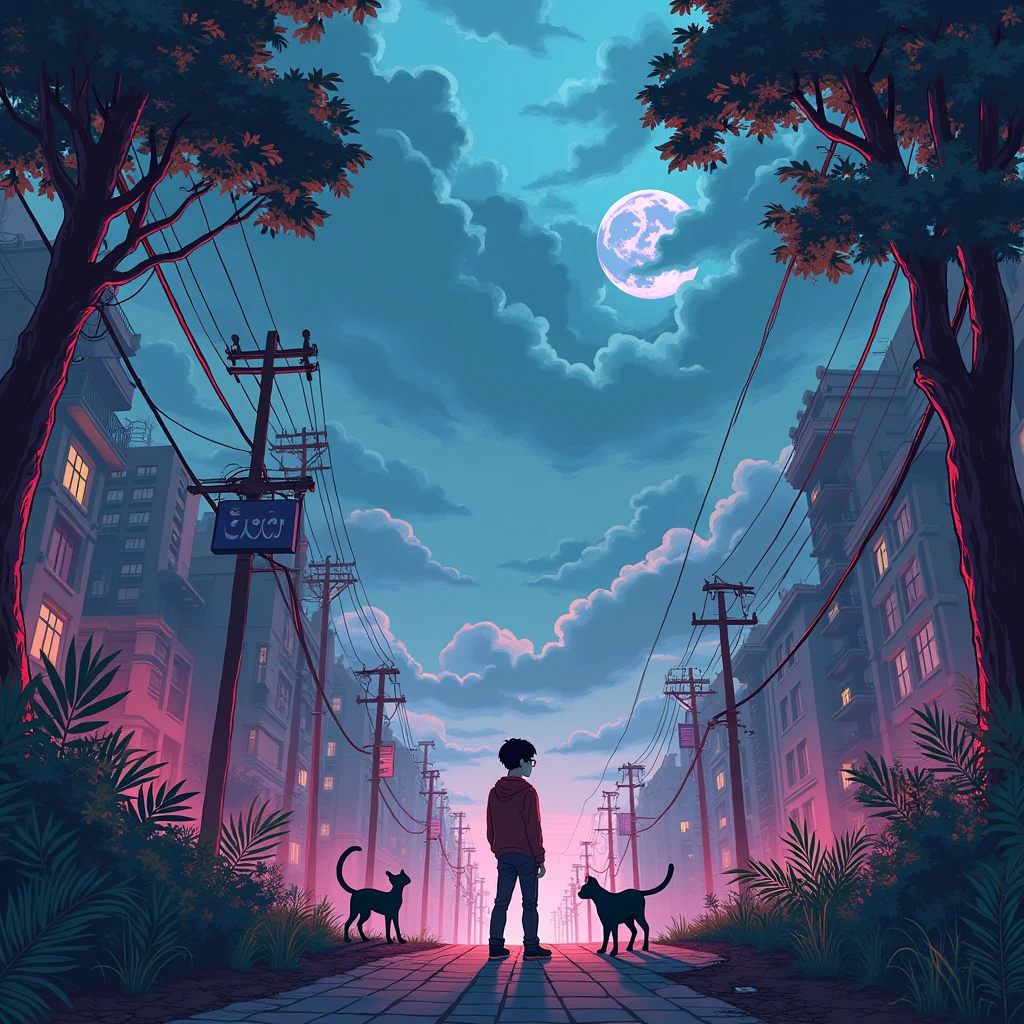 guy with glasses and cats (((naturally interacting with the environment:1.5))),(((seamless:1.5))),((strong environmental light)),((hard shadows)),(merge realms of the extreme surreal and the toxic punk in a tapestry of dualities), with ethereal anime sketch silhouettes,digital dreamscape.Illuminate the scene with the pulse of a celestial bloom,(casting hues that bridge both cosmic and cybernetic realms).(Blend brushstrokes harmoniously),fusing elements of traditional artistry with glitched fragments of a pixelated mosaic.Embrace asymmetry,where the organic and the synthetic collide in a dynamic composition.(Infuse a shifting timeless vibrant palette).Integrate augmented reality surprises.by Lekrot.fusion of art styles,transcend boundaries and conjure a visual symphony that harmonizes the present elements.((highest resolution)),(best quality),((extremely sharp focus)), mixed manga style