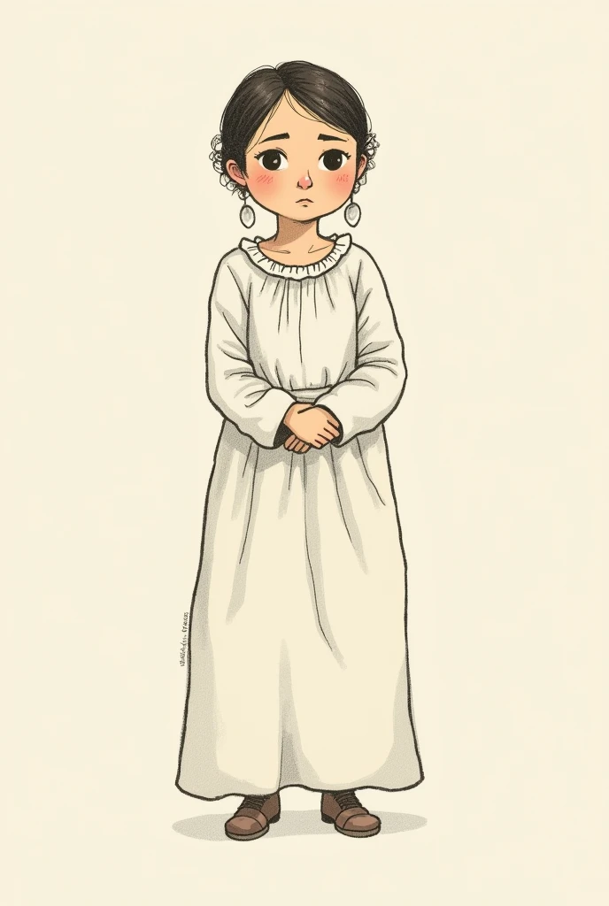 Generate me a drawing of Sofia Semyonovna Marmeladova character from Crime and Punishment, But I need it to be very easy to draw, meaning that the drawing is on a blank sheet of paper. Now that I'm facing you, make the drawings easier to draw., not so realistic