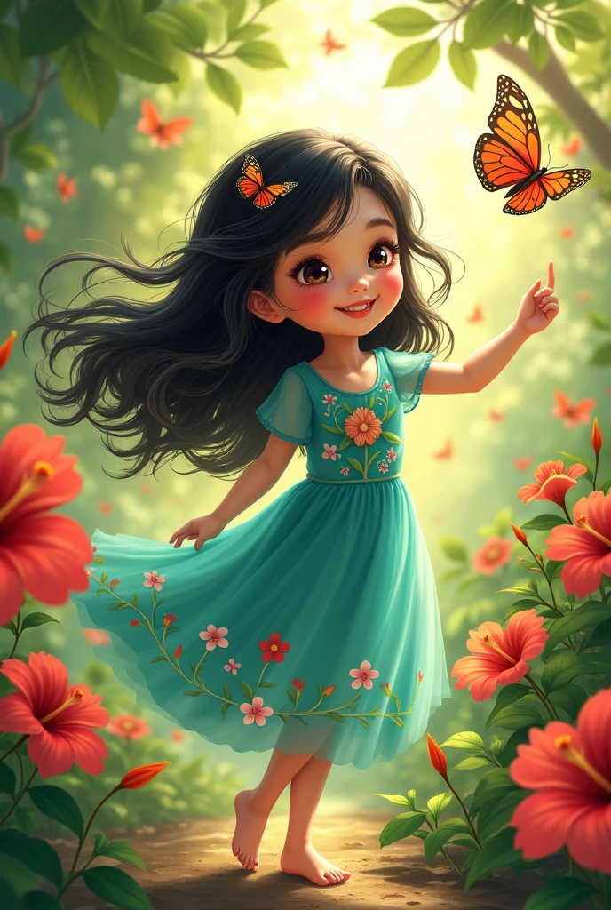 An Indian cute girl of 5 yearsr color, cute dress