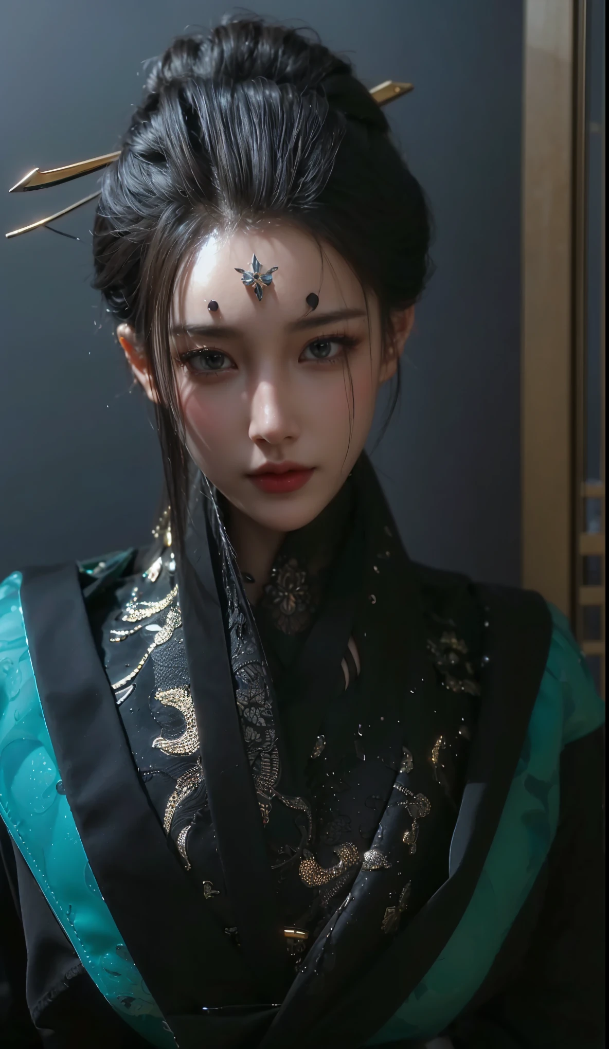 Game Art,CG Animation,Best image quality,Maximum resolution,8K picture quality,(A bust photo),(portrait),(Head close-up),(Rule of Thirds),Unreal Engine 5 rendering works,20 year old girl,((Queen)),The eyes are very detailed,(Large Breasts),Elegance and nobility,Ray Tracing,Game CG,((3D Unreal Engine)),OC rendering reflection mode,4K,Ultra-clear,Translucent lace,Fair and plump figure,Pretty Face,Glossy Gel Coat,身着华贵礼服的Queen,Gorgeous clothing,Luxurious and exquisite jewelry,Colorful makeup,Full figure,Dark red lipstick,精致Gorgeous clothing,Supermodel,Gold Jewelry,Luxurious clothing,Gold and diamond jewelry,Rich facial details,Delicate and delicate skin texture,Gorgeous eyeshadow makeup,Three-dimensional facial features,Pearl and Gemstone Necklace,Have a tattoo,Dark style makeup