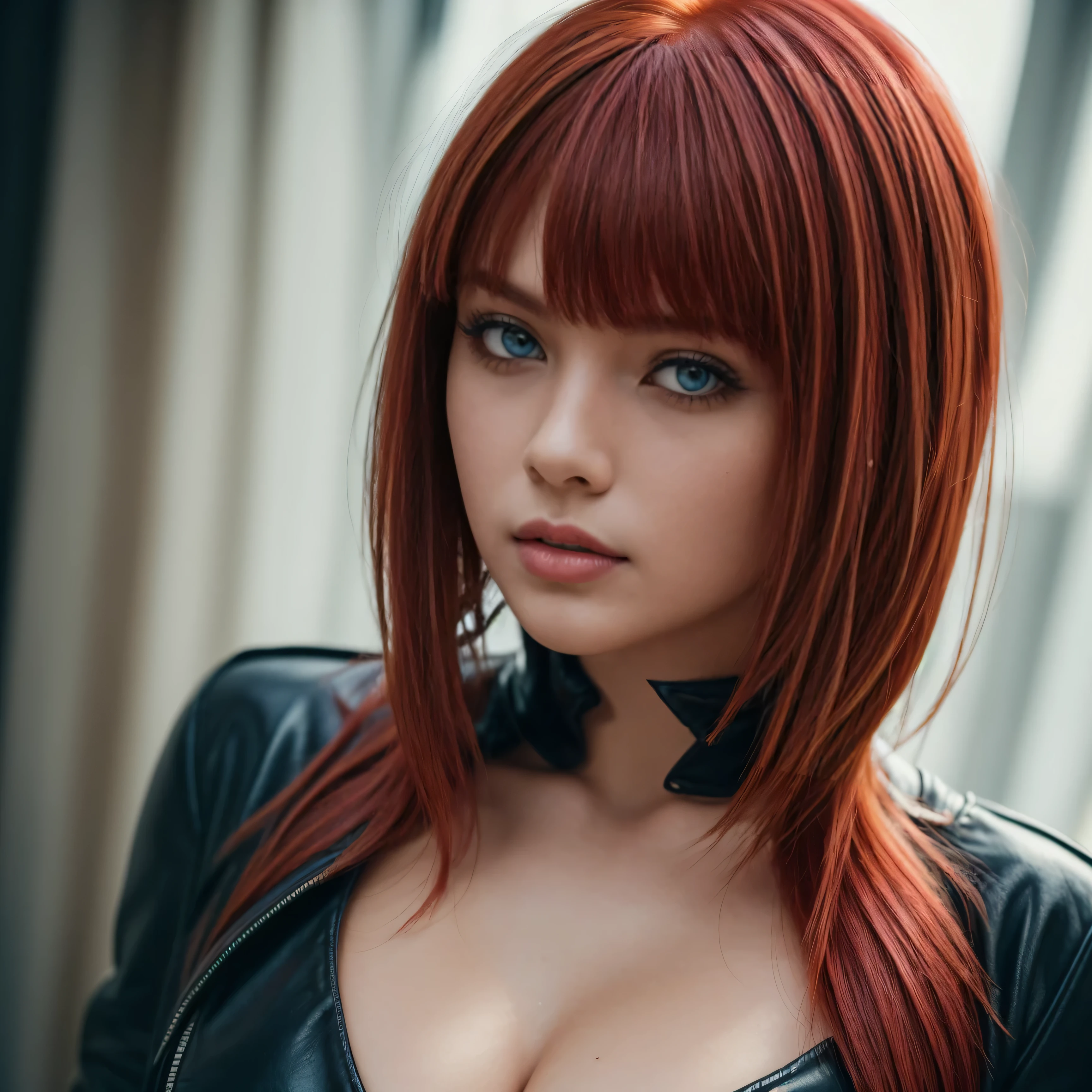 An amazing full body image of a stunning laurence bedard, (20years old:1.5), tall, voluptuous, hourglass figure, (short bangs hairstyle:1.5), (redhead:1.5), (face of laurence bedard:1.6), dressed in leather straps, detailed eyes, detailed hair, stunning facial feature, sweet smile, Perfect grey eyes, ultra realistic eyes, perfect face, perfect body, cinematographic, color analog film photo, Realistic hair, ((perfect face)), full photo of a sexy beautiful girl, Photograph, photorealistic, Evocative pose, ((Beau)), pose sexy, (Looking at the viewer), cinematographic lighting, very high detail, focused background, photo on Fujifilm Superia 400, Low light, 32K, cinematographic composition, professional calibrations, Film grain, colored, Very detailed, photoshoot, incredibly detailed, hot, sexy, very attractive, super model, (photorealistic:1.3), (of the highest quality:1.3), world's best photography:1.3), (professional Photo:1.3), (detailed details:1.3), maximum depth of field, film photography, (intricate details:1), (hyperdetailed:1), tattoos