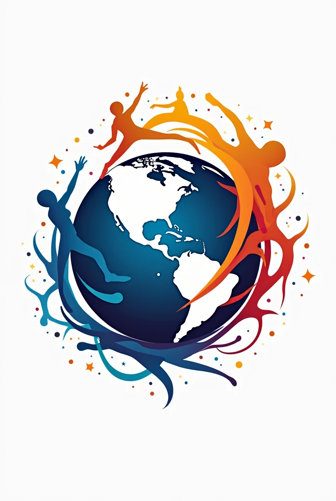 Design a dynamic and modern logo for a dance studio named 'Dance Planet.' The logo should convey energy, creativity, and movement, reflecting the vibrant spirit of hip-hop and other dance styles. Incorporate elements that represent both the 'planet' concept, such as a globe or circular shape, and the 'dance' theme, like stylized figures in motion, rhythmic lines, or abstract patterns. Use bold, contrasting colors that stand out and capture attention. The logo should be versatile enough to work across different media, from digital platforms to physical signage."