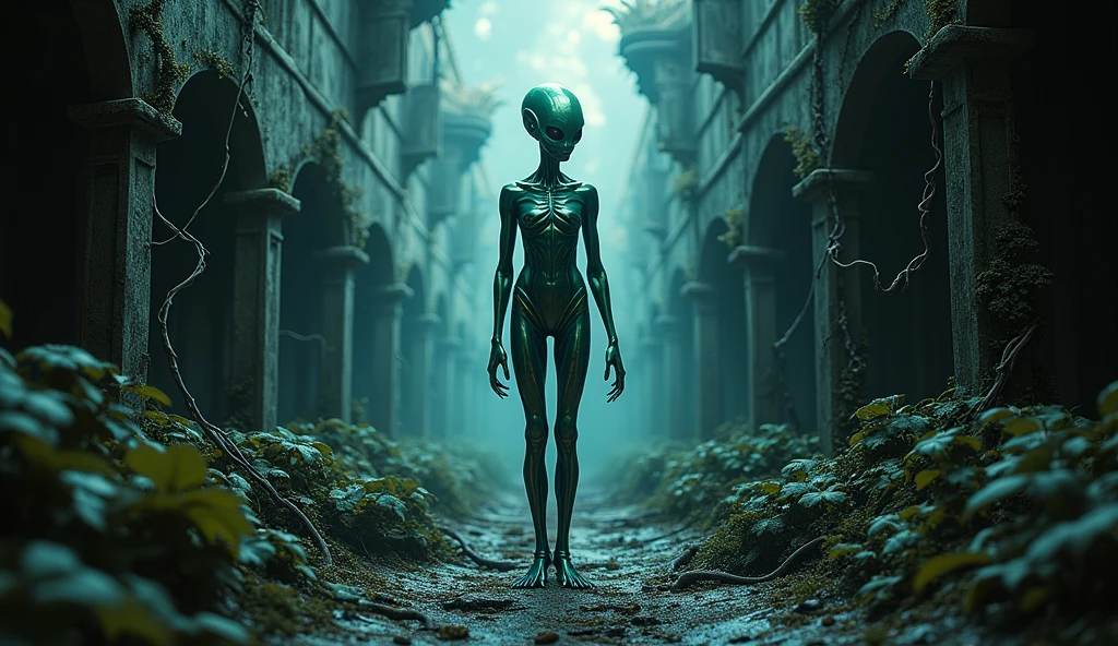 Realistic Perfect Human style Alien scene HR Giger style