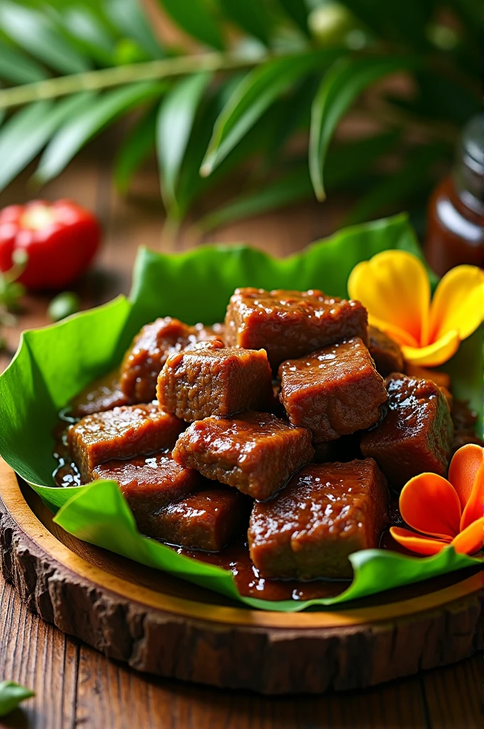 Beef pieces in Banana Leaf