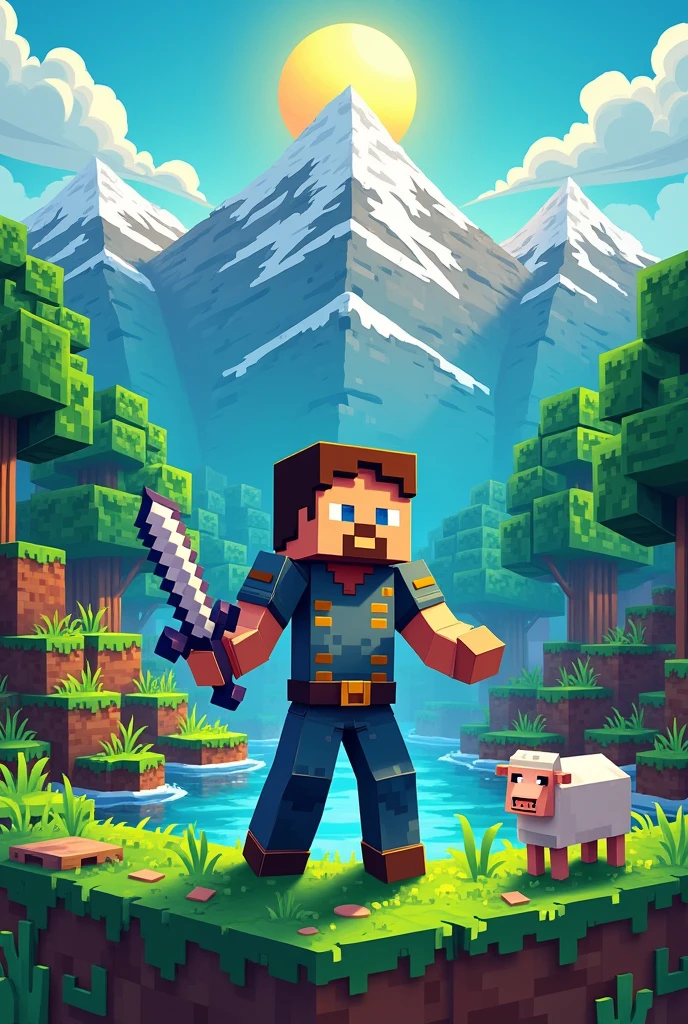 Create an image that says EpicCraftMC in the background and has a normal minecraft background