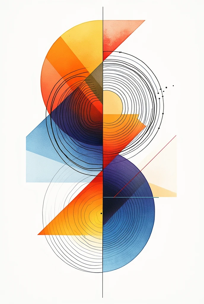 Based on the work of Palatnik, create three projects involving geometric abstract art and movement Explore shapes and lines with colors, different dimensions and thicknesses, reflecting on the organization of space Use felt-tip pen and A3 paper, canson type.
