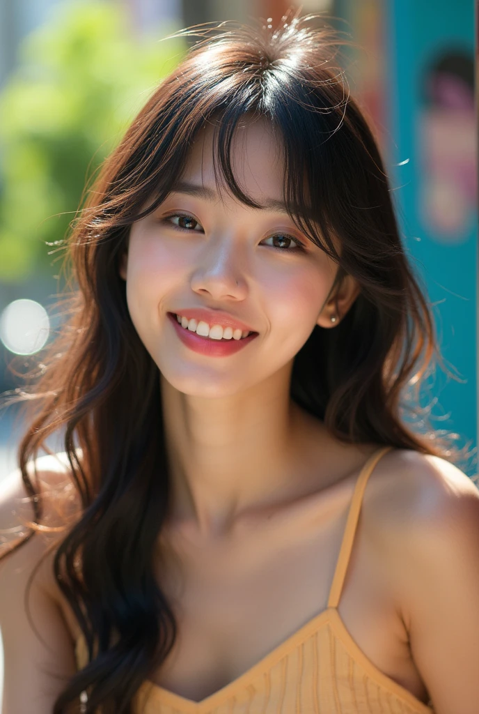 A Korean model with bangs and medium-long hair that looks like Yeojin that looks real and is cute THAT THE QUALITY LOOKS REAL 