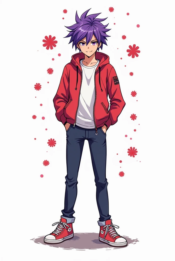 as if a person had drawn roughly, anime, man, neat purple hair, youtube profile, white wallpaper, dot art