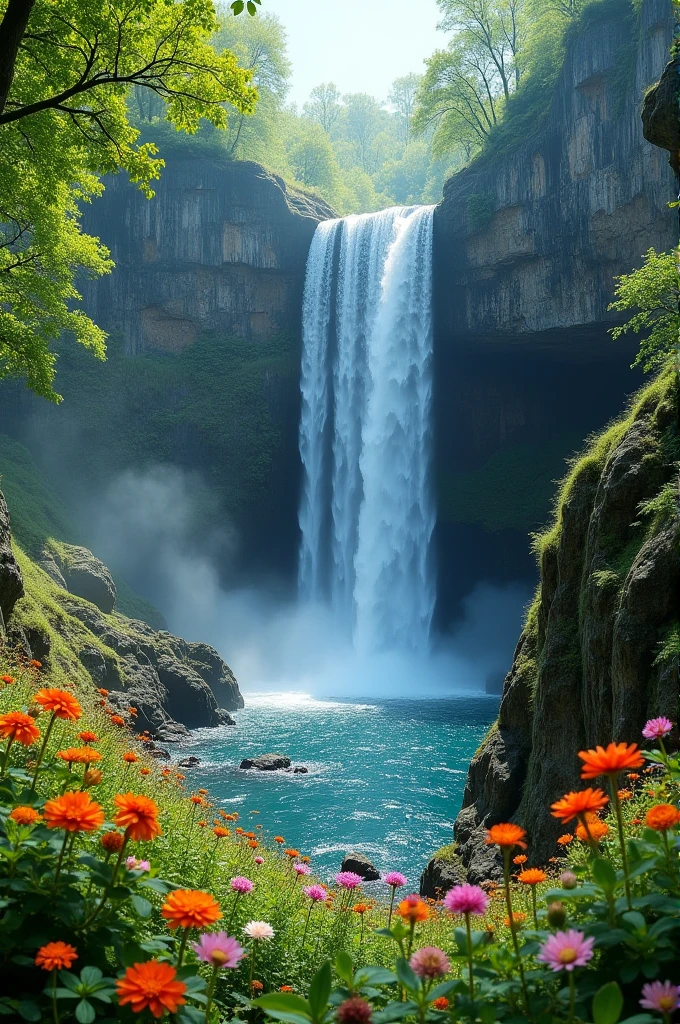 Instagrammable environment that draws attention to waterfall 