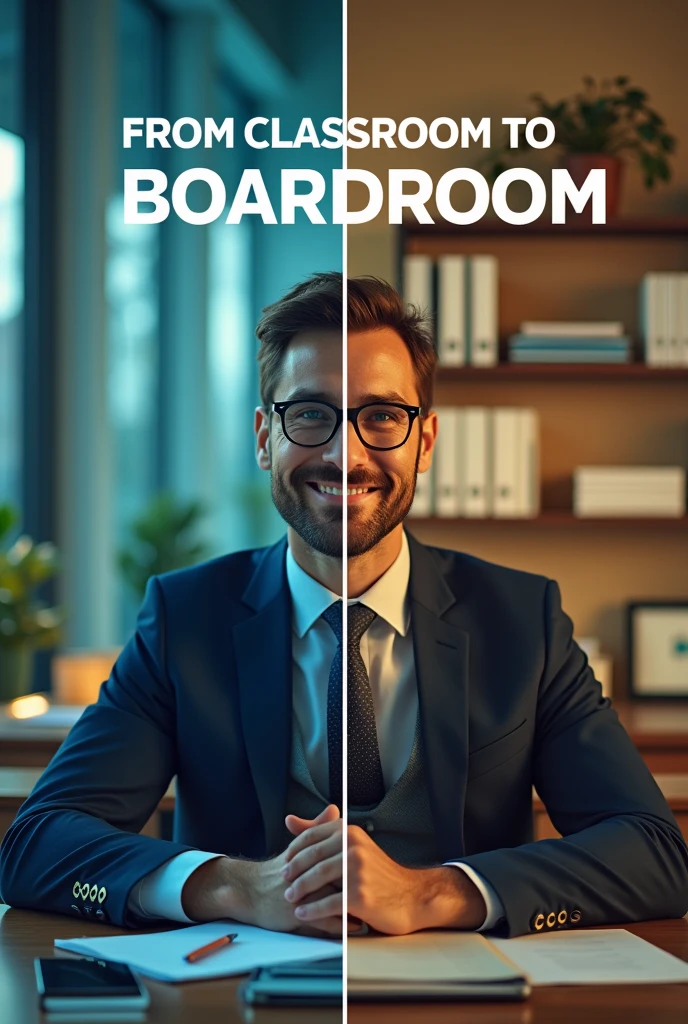 Visual Storytelling with Alumni Success:
   - Concept: Feature a split image showing an alumnus in their current successful role (e.g., CEO, entrepreneur) with a "before" shot of them as a student at the MBA college. Use a headline like, "From Classroom to Boardroom."
   - Tagline: "Your Success Story Starts Here