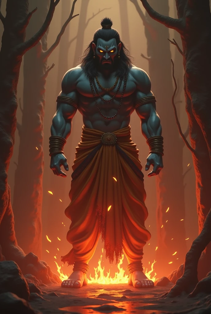 Create cinematic 3d cartoon style "Kansa imprisoned Devaki and Vasudeva and ordered the killing of all their newborn children"