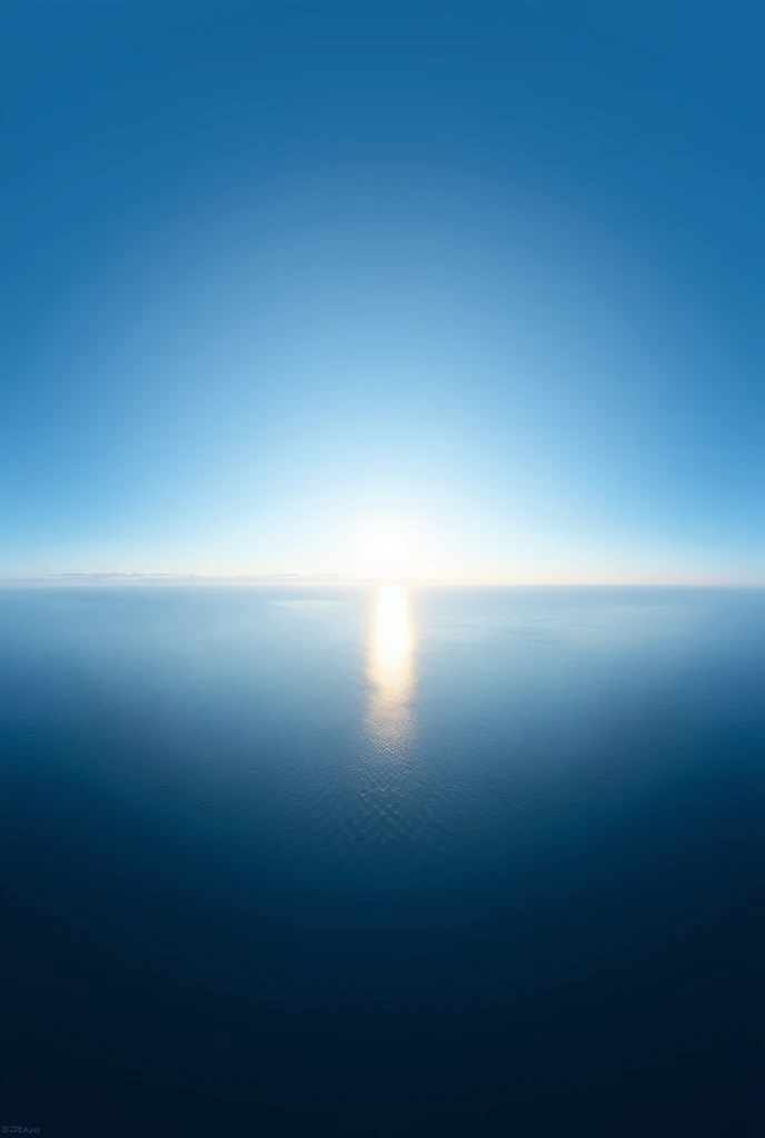 create a 360 panorama with a clear blue sky without clouds with a sun at the end and a dark ocean below without waves the sun is not so bright just the little ball of the sun at the end and without clouds the ocean without any waves the sun is not to reflect much the brightness in the water make the ocean very calm very straight without many waves and the sun more beautiful remove the reflection of the sun from the water make the sun very late afternoon style beautiful super beautiful and the sea very dark