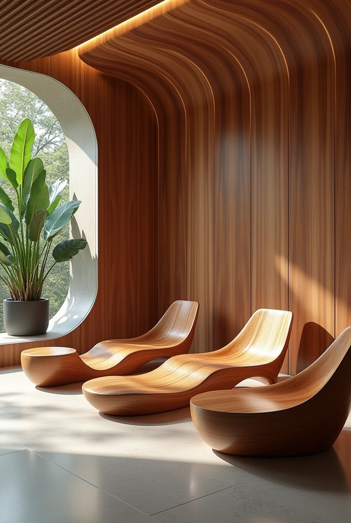 Futuristic wooden furniture