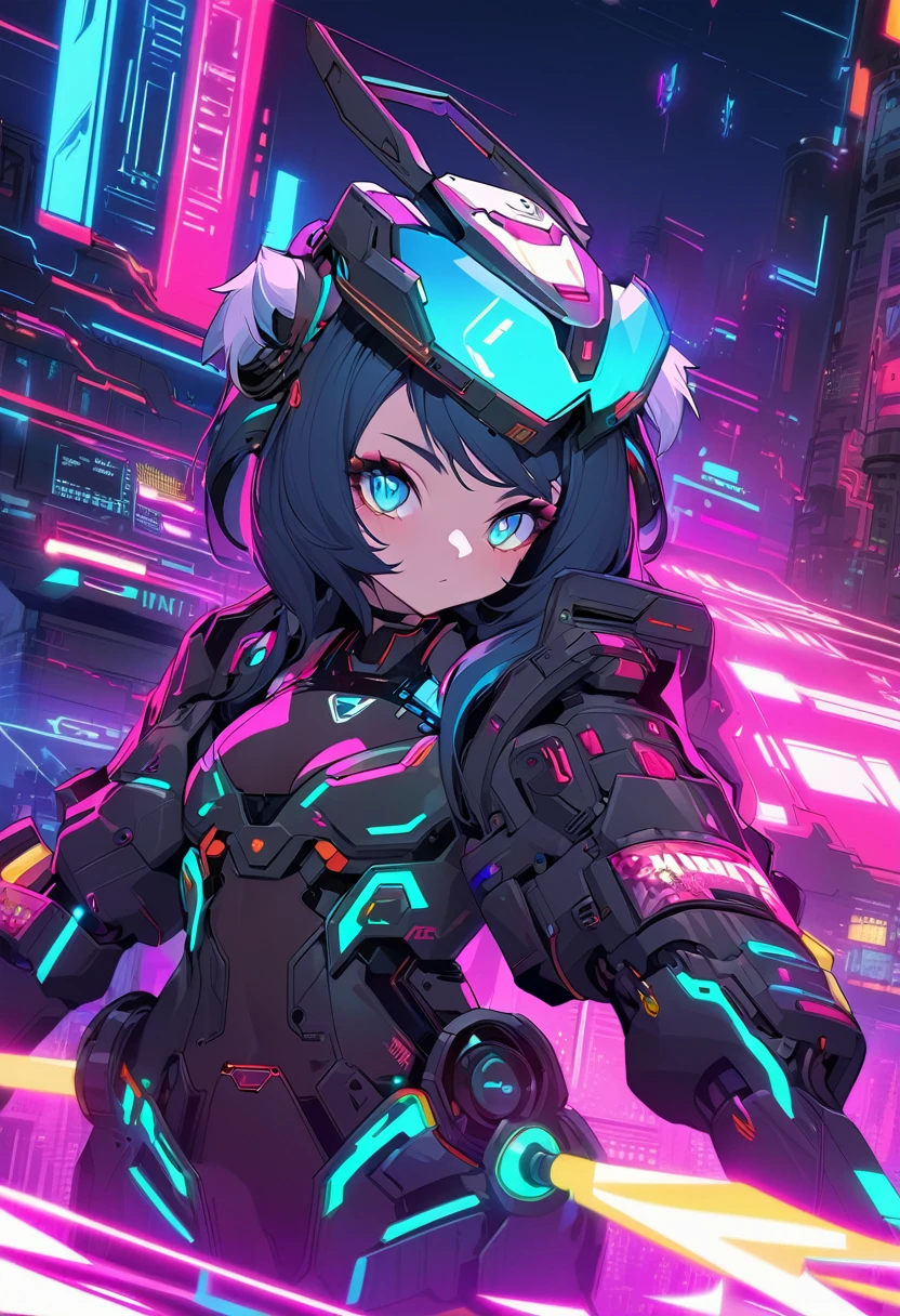 Anime girl with dark blue hair and a futuristic helmet with lasers, Cyberpunk art inspired by Yanjun Chen, pixiv Contest Winner, Digital Art, Cyberpunk Anime Girl mech, digital Cyberpunk anime art, anime cyberpunk art, Digital Cyberpunk - Anime Art, Cyberpunk Anime Girl, Cyberpunk anime art, female cyberpunk anime, Cyberpunk art style, cute Cyborg Girl, Cyborg Girl