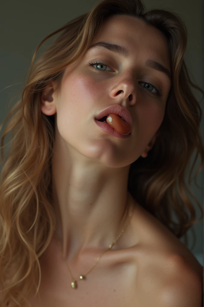 Naked girl with a penis in her mouth