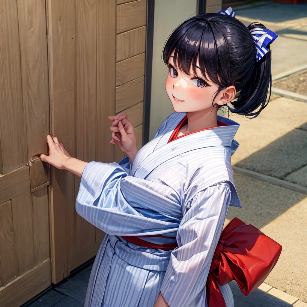 Komi-san, school, yukata suit, greeting, happy