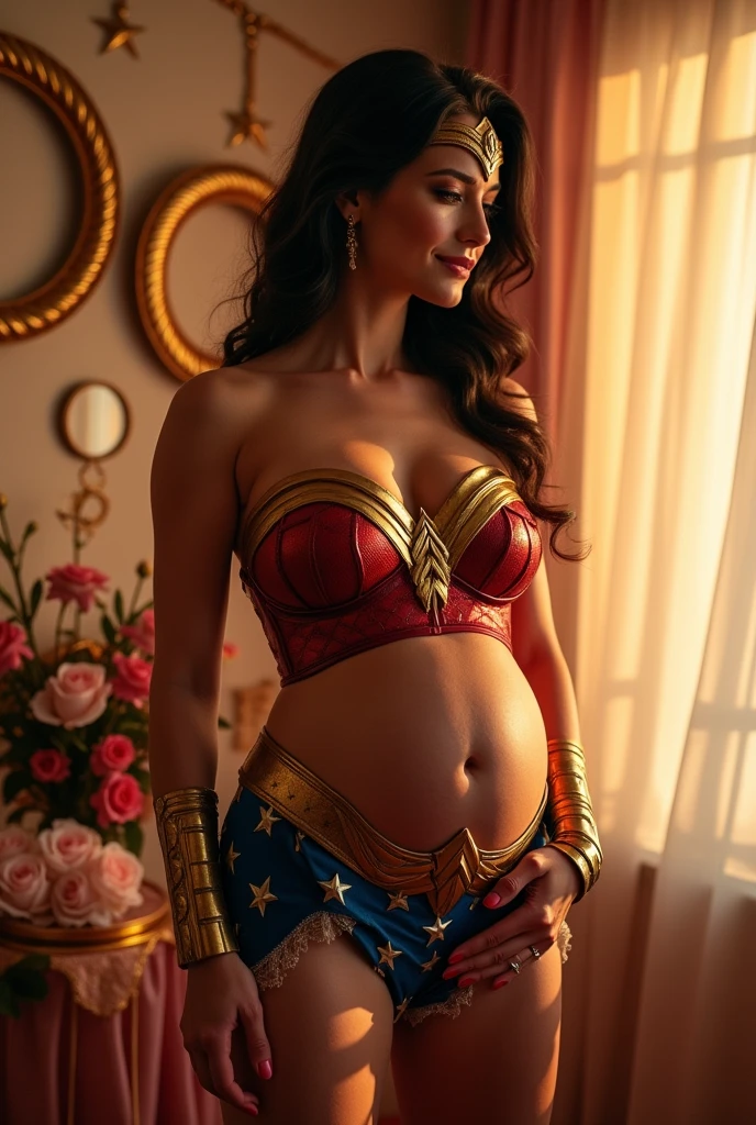 pregnant woman wonder woman corset underwear