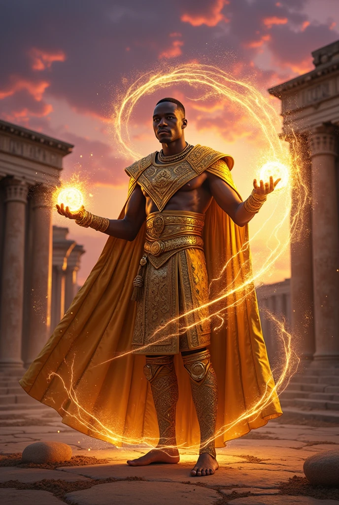 African male in Royal garment with time
manipulation powers. Rewinding time