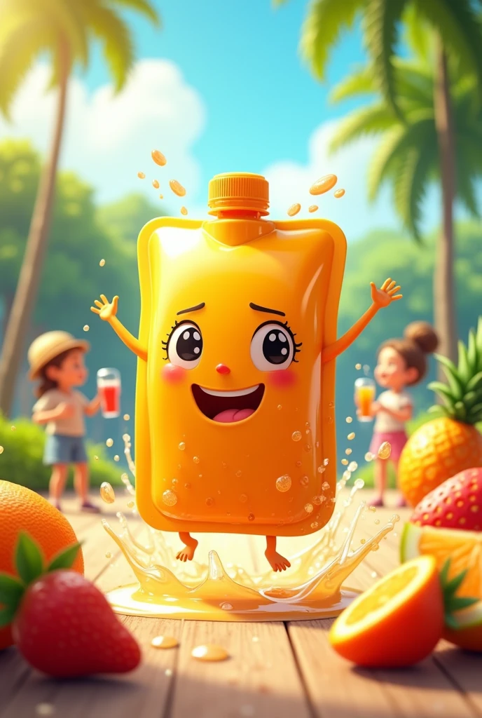 Juice Pouch Character, with animation of nevindoart type logo