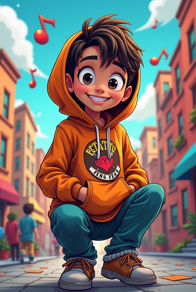 A man, wearing hoodie, detailed face, cartoon style