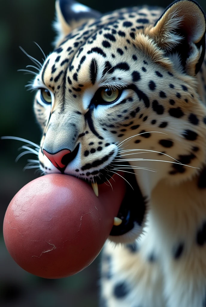 a snow leopard sucking a disembodied dick, detailed cum, semen in detail, oral sex, cumming, dynamic angle, close up, zoom in on face, realistic, photorealistic, 8k, high quality, masterpiece, intricate details, sharp focus, vivid colors, studio lighting, physically-based rendering