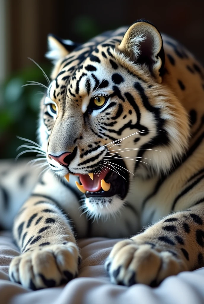 snow leopard, Sucking other tigers&#39; penises, suck, , , detailed, detailed, In the bedroom, Dynamic Angle, close up, Zoom in on the face