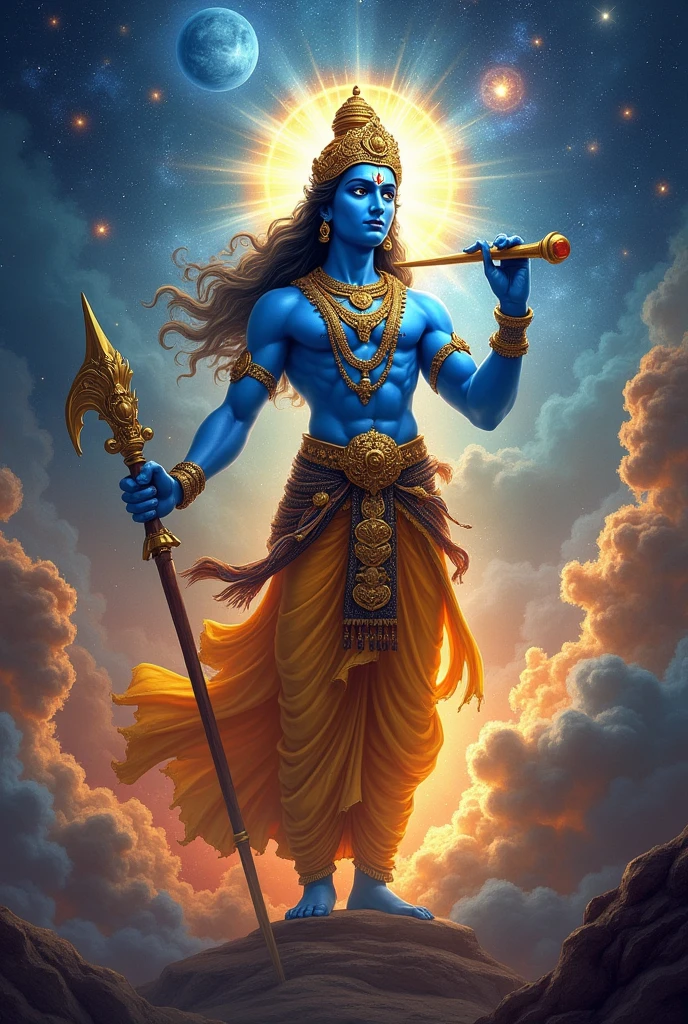 Shree krishan name'lord , danger background ,mahabhart , planet flying