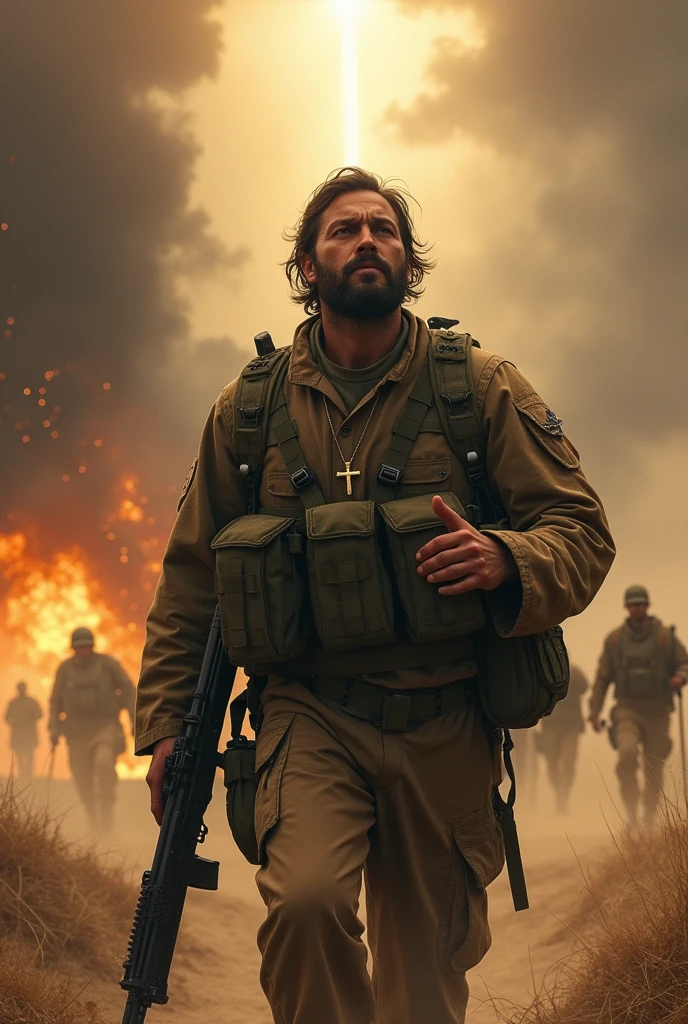 A Christian soldier fighting with courage and God's help