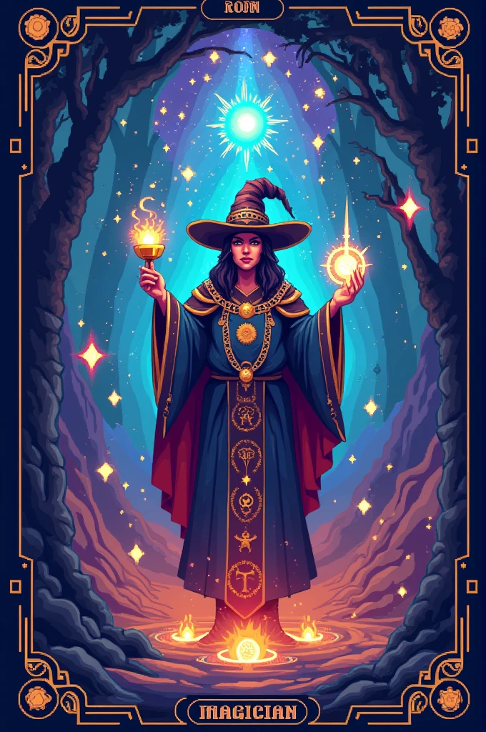 the magician tarot 8bit without borders
