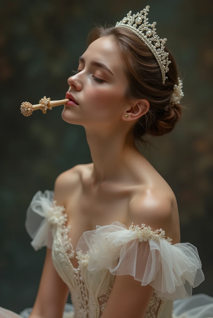 Create an image of a ballerina with a penis penetrated in her vagina with her face feeling pleasure