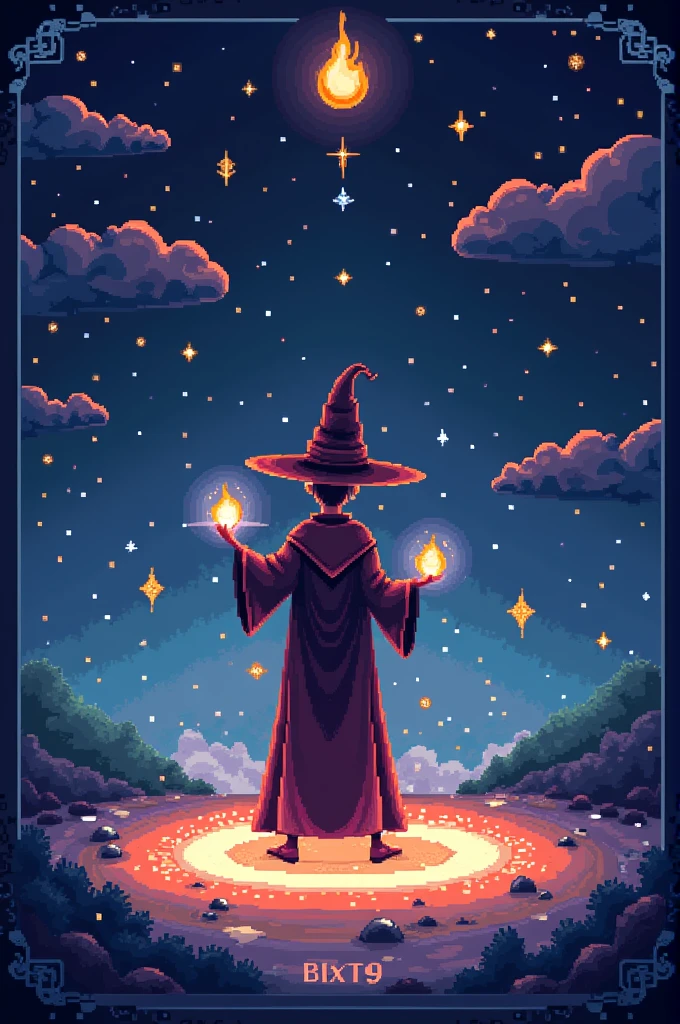 the magician tarot 8bit without borders