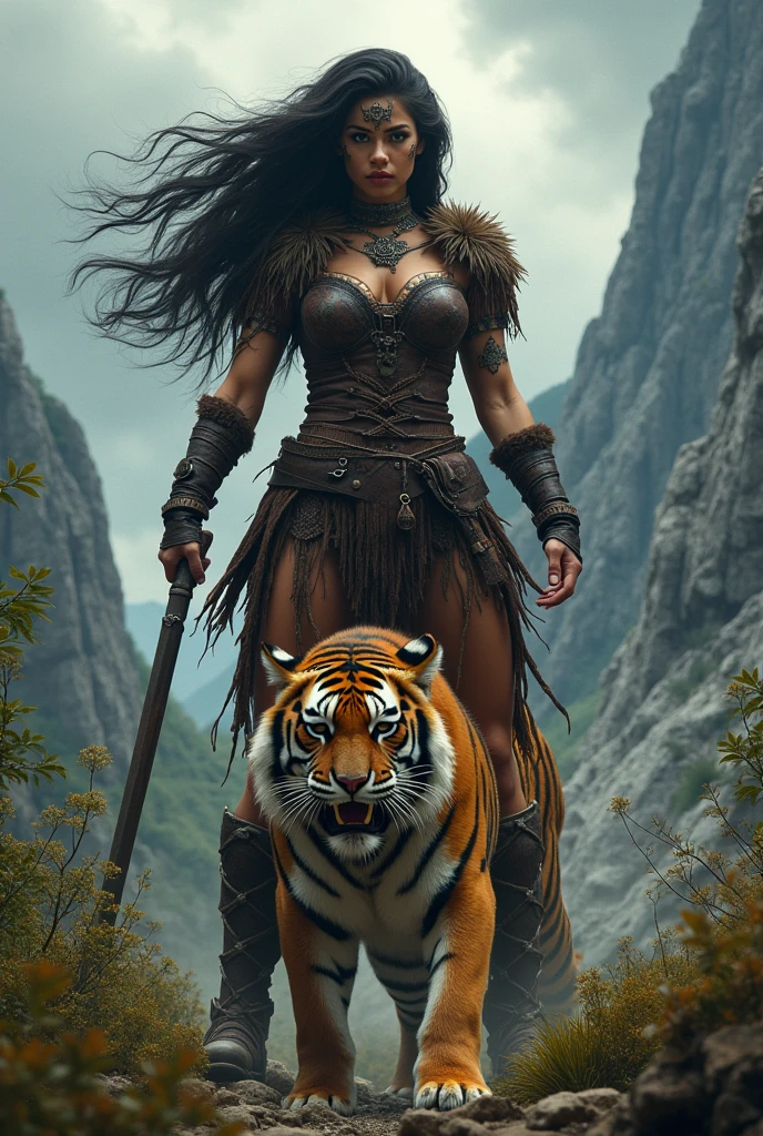 giantess  barbarian woman slays tiger