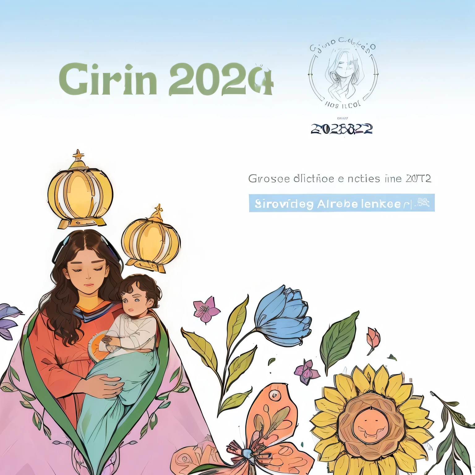 a close up of a woman holding a child in a blanket, drawning, around the year 2994, gric, circural, Centered image, 2 0 2 4, 2024, art cover, by Giorgio Cavallon, c4, procreate 2 0 2 2, Features, by Silvia Pelissero